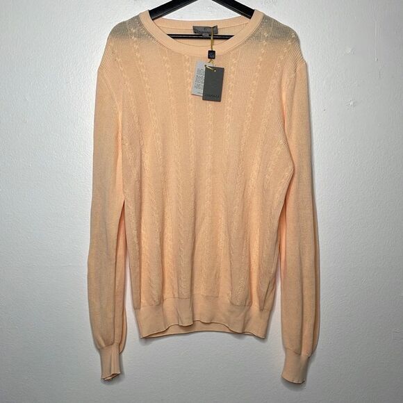 CANAL Mens Sz 56 Peach Lightweight Pullover Sweater Cotton Crewneck Sz 56 - Picture 3 of 10